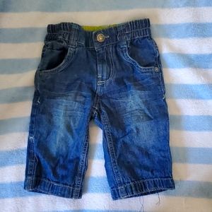 100% cotton Gagou Tagou 6m blue jeans with green accents